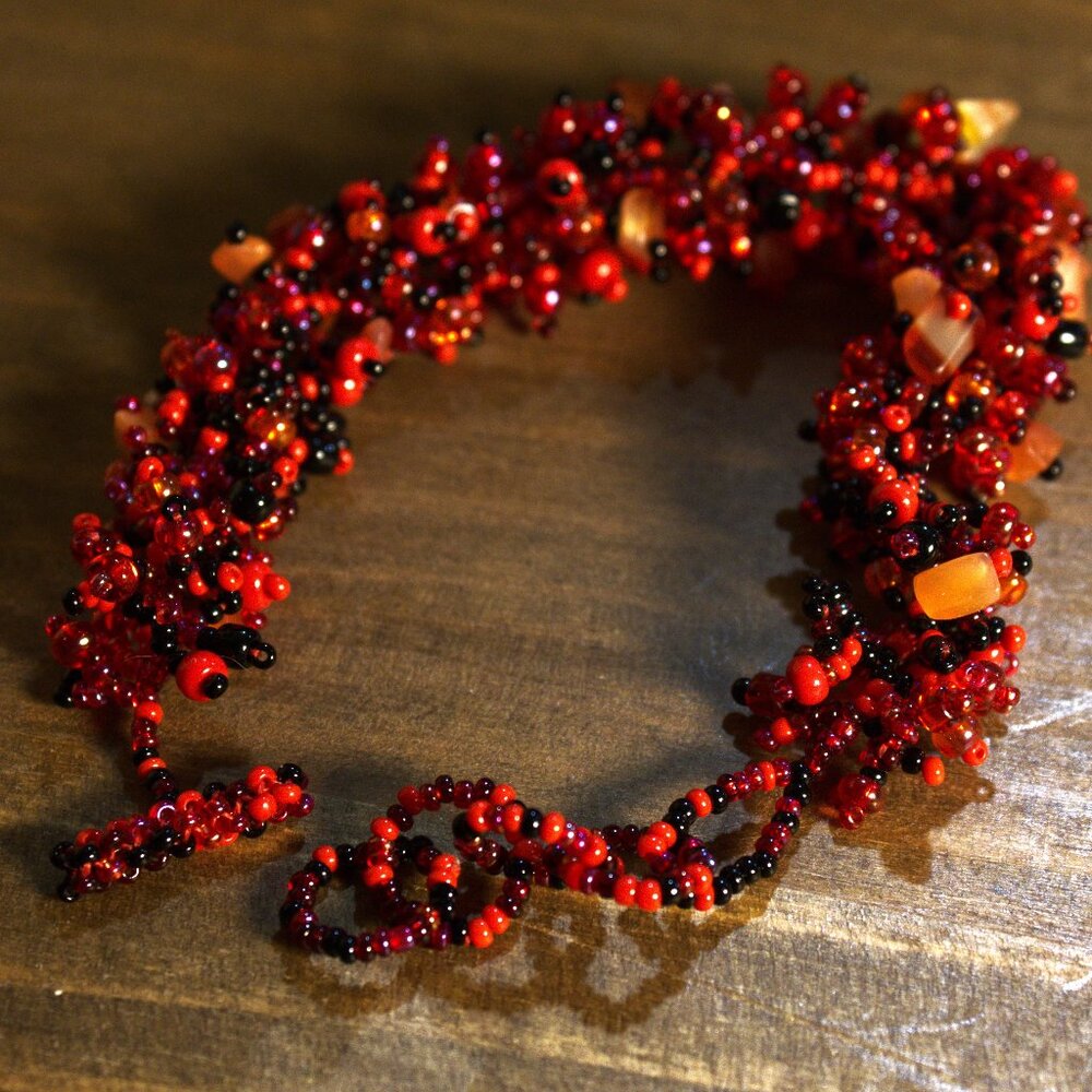 Handcrafted Multi-Gemstone Red Beaded Necklace